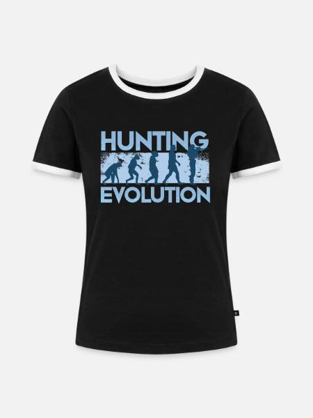 Jägerin Evolution - Frauen Kontrast-T-Shirt - Schwarz/Weiß