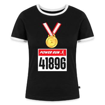 Laufen Läufer Halbmarathon Halloween Kostümkosten - Frauen Kontrast-T-Shirt - Schwarz/Weiß - Vorne - Selfina (174cm)