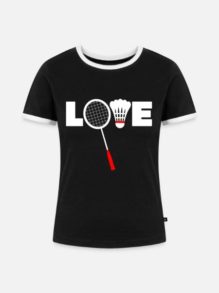 Badminton-Idee - LIEBE - Frauen Kontrast-T-Shirt - Schwarz/Weiß
