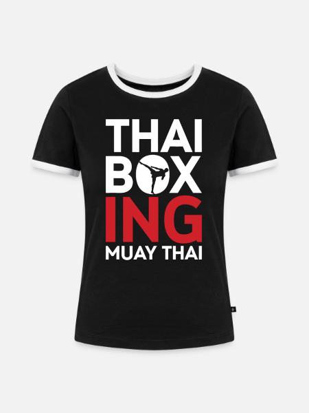 Thai Boxen Muay Thai - Frauen Kontrast-T-Shirt - Schwarz/Weiß