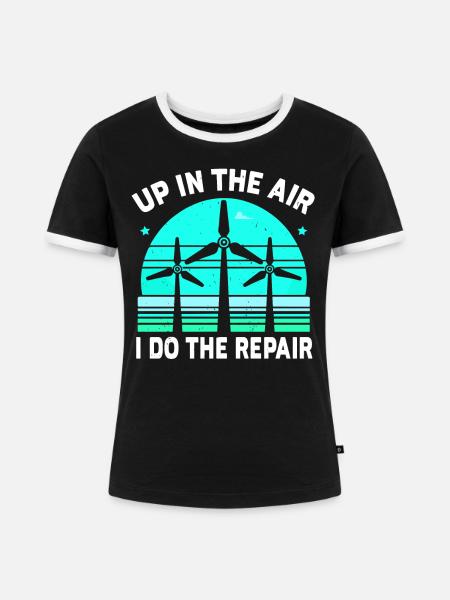 Windrad Kletterer Industriekletterer Geschenk - Frauen Kontrast-T-Shirt - Schwarz/Weiß