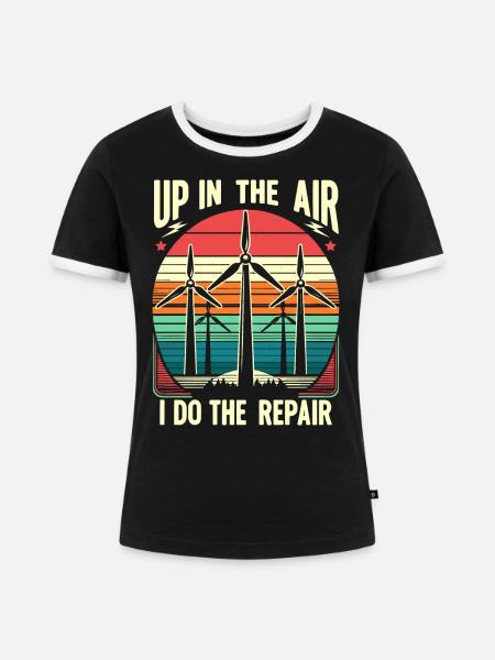 Windrad Kletterer Industriekletterer Geschenk - Frauen Kontrast-T-Shirt - Schwarz/Weiß