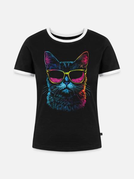 Katzen mit Sonnenbrille - Frauen Kontrast-T-Shirt - Schwarz/Weiß