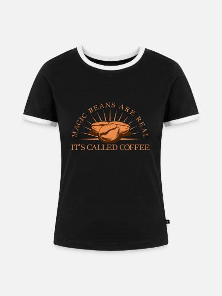 Magic Beans Coffee - Frauen Kontrast-T-Shirt - Schwarz/Weiß