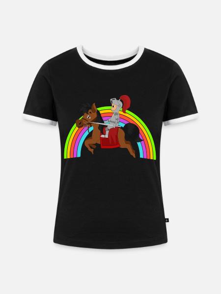 Ritter Knight - Frauen Kontrast-T-Shirt - Schwarz/Weiß