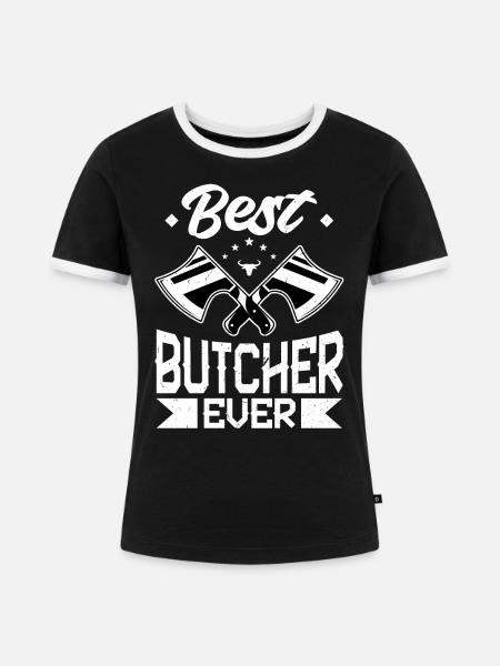 Best Butcher Ever - Frauen Kontrast-T-Shirt - Schwarz/Weiß