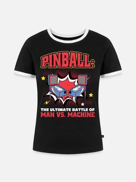 Pinball - Man Vs. Machine - Frauen Kontrast-T-Shirt - Schwarz/Weiß