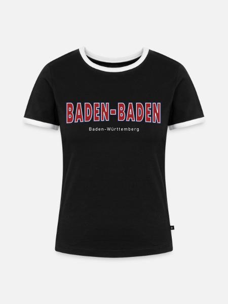 Baden-Baden - Frauen Kontrast-T-Shirt - Schwarz/Weiß