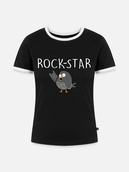 Rock Star - Frauen Kontrast-T-Shirt - Schwarz/Weiß