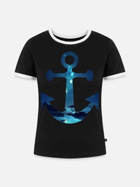 Nordpol Anker - Frauen Kontrast-T-Shirt - Schwarz/Weiß