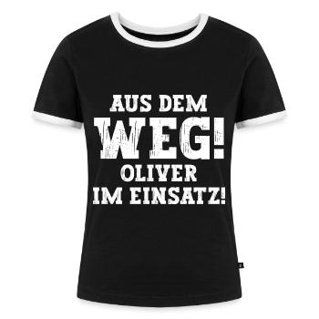Oliver Lustiger Spruch Vorname Name Oliver - Frauen Kontrast-T-Shirt - Schwarz/Weiß - Vorne - Selfina (174cm)