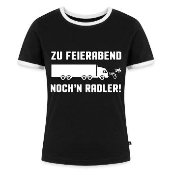 Zu Feierabend noch n Radler - Frauen Kontrast-T-Shirt - Schwarz/Weiß - Vorne - Selfina (174cm)