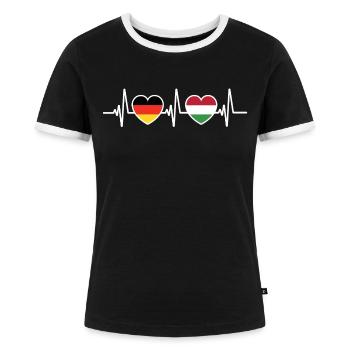 Deutschland Ungarn Deutsche Ungarische Flagge - Frauen Kontrast-T-Shirt - Schwarz/Weiß - Vorne - Selfina (174cm)