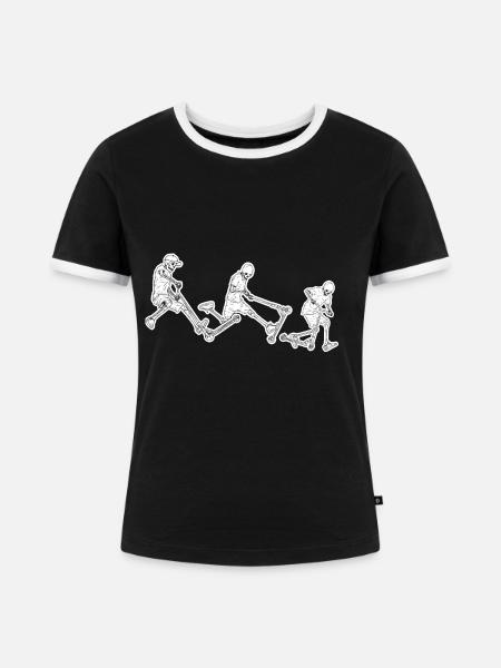 Scooter Tretroller - Frauen Kontrast-T-Shirt - Schwarz/Weiß