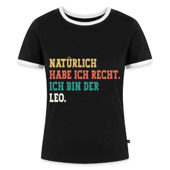 Leo Lustiger Spruch Vorname Name Leo - Frauen Kontrast-T-Shirt - Schwarz/Weiß - Vorne - Selfina (174cm)