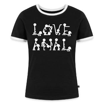 Love Anal - Frauen Kontrast-T-Shirt - Schwarz/Weiß - Vorne - Selfina (174cm)