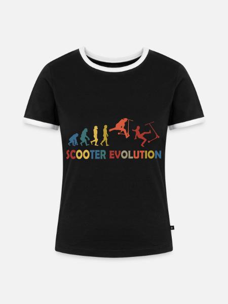 Scooter Evolution - Frauen Kontrast-T-Shirt - Schwarz/Weiß