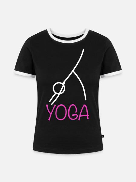 Yoga Figur - Frauen Kontrast-T-Shirt - Schwarz/Weiß