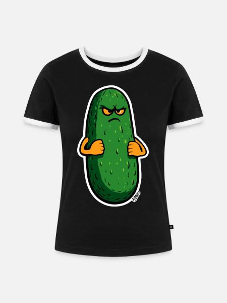 Grumpy Pickle Maskottchen - Frauen Kontrast-T-Shirt - Schwarz/Weiß