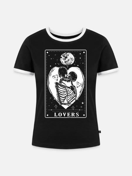 Gothic - Liebhaber - Tarotkartendesign - Frauen Kontrast-T-Shirt - Schwarz/Weiß