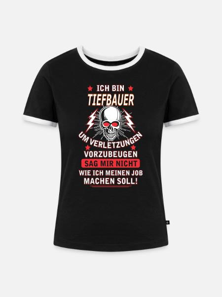 TIEFBAUER - Frauen Kontrast-T-Shirt - Schwarz/Weiß
