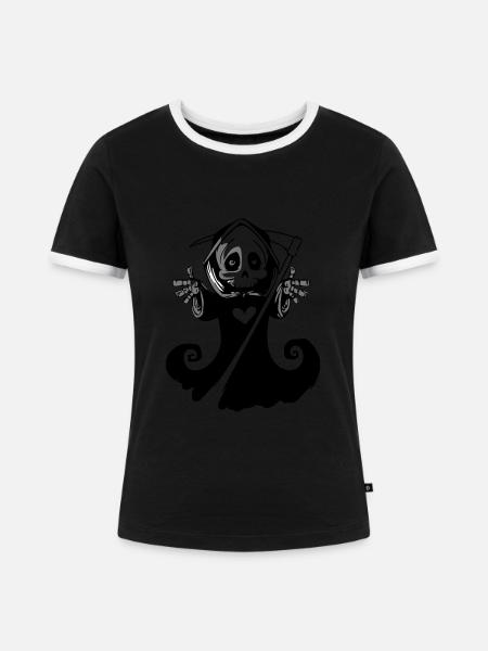 He's Coming - Frauen Kontrast-T-Shirt - Schwarz/Weiß
