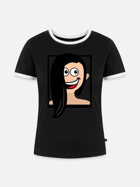 Lächelnde brünette Frau - Frauen Kontrast-T-Shirt - Schwarz/Weiß