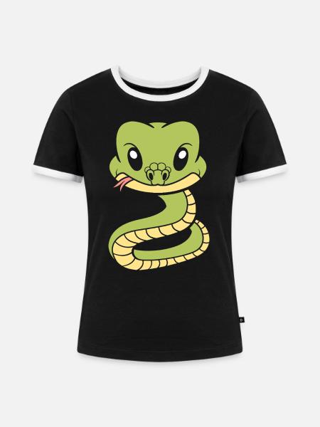 Kobra - Frauen Kontrast-T-Shirt - Schwarz/Weiß