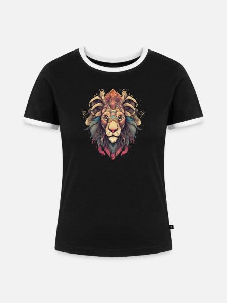Boho Lion - Frauen Kontrast-T-Shirt - Schwarz/Weiß