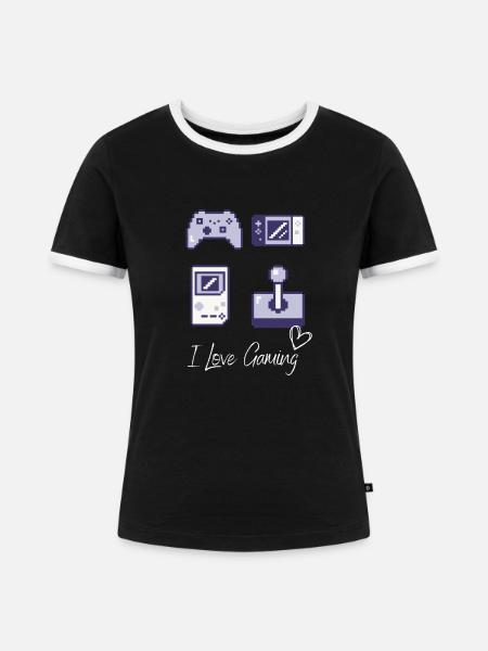 I Love Gaming - Frauen Kontrast-T-Shirt - Schwarz/Weiß