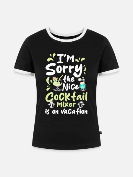Cocktail Mixer Bier Spirituose - Frauen Kontrast-T-Shirt - Schwarz/Weiß