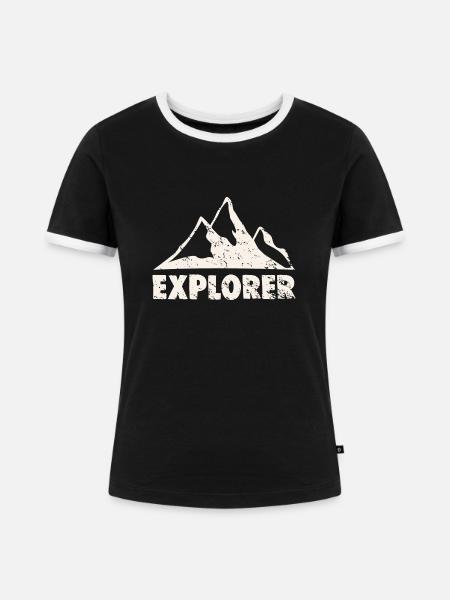 EXPLORER - Frauen Kontrast-T-Shirt - Schwarz/Weiß