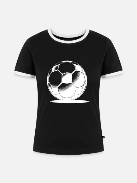Fußball mit Schatten - Frauen Kontrast-T-Shirt - Schwarz/Weiß