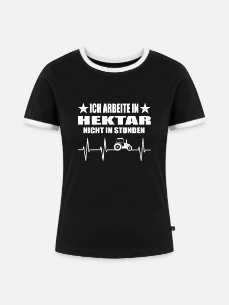 Traktor - Frauen Kontrast-T-Shirt - Schwarz/Weiß