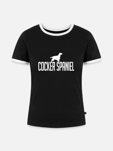 COCKER SPANIEL Hunderasse - Frauen Kontrast-T-Shirt - Schwarz/Weiß