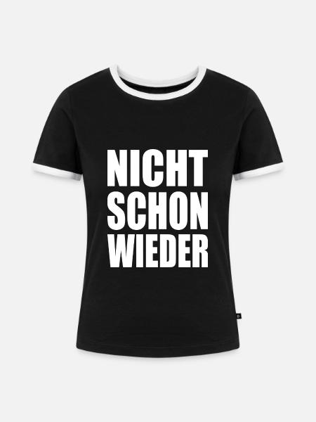 text1054 - Frauen Kontrast-T-Shirt - Schwarz/Weiß