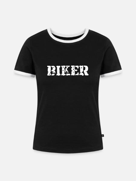 Biker - Frauen Kontrast-T-Shirt - Schwarz/Weiß