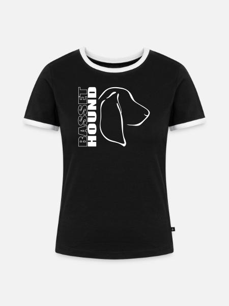 BASSET HOUND PROFIL - Frauen Kontrast-T-Shirt - Schwarz/Weiß