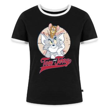 Tom Und Jerry Baseball - Frauen Kontrast-T-Shirt - Schwarz/Weiß - Vorne - Selfina (174cm)