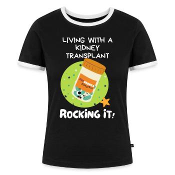 Nierentransplantationsüberlebende lustige Wortspielzitate - Frauen Kontrast-T-Shirt - Schwarz/Weiß - Vorne - Selfina (174cm)