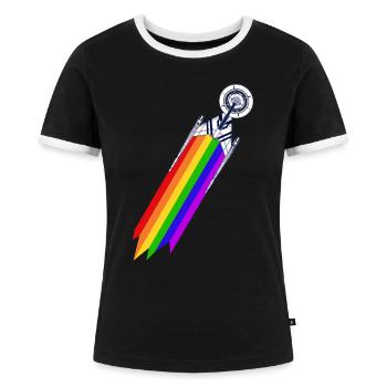 Star Trek Discovery Gay Pride Flug - Frauen Kontrast-T-Shirt - Schwarz/Weiß - Vorne - Selfina (174cm)