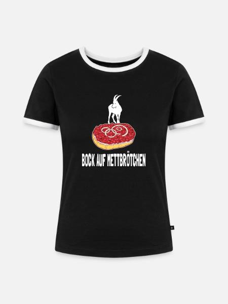 Mettbrötchen Mett Mettigel - Frauen Kontrast-T-Shirt - Schwarz/Weiß