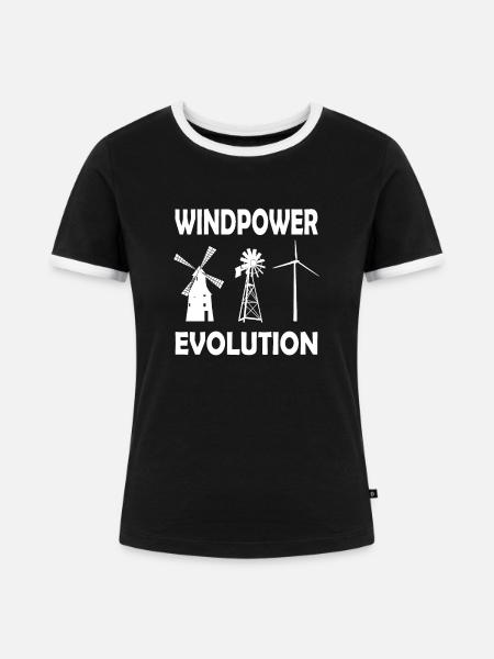 Windenergie Windkraftanlage Windrad - Frauen Kontrast-T-Shirt - Schwarz/Weiß