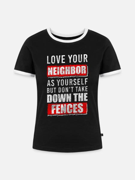 Nachbarschaft Anwohner Einweihungsfeier - Frauen Kontrast-T-Shirt - Schwarz/Weiß