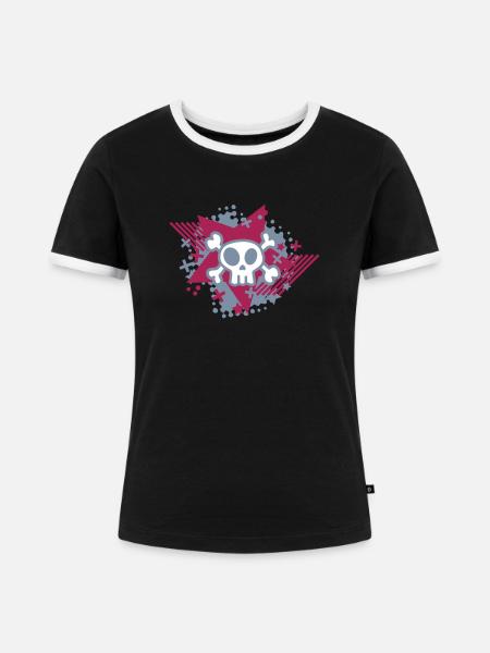skull - Frauen Kontrast-T-Shirt - Schwarz/Weiß
