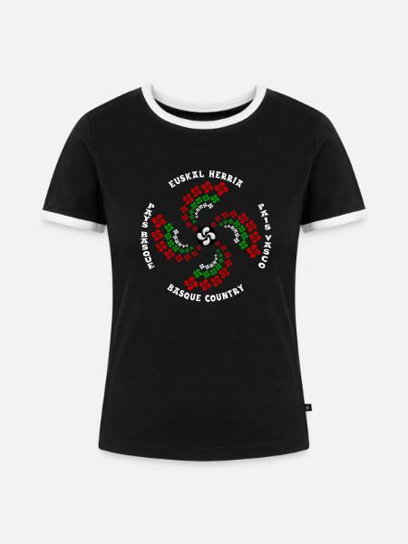 Lauburu croix Basques - Frauen Kontrast-T-Shirt - Schwarz/Weiß