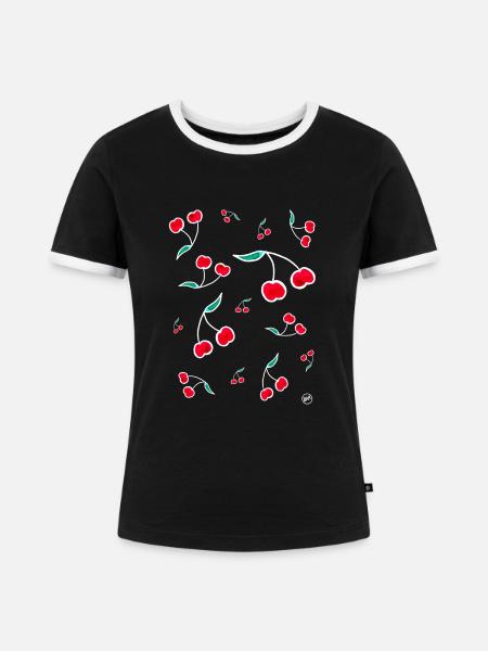 *BAM* be_cherry - Frauen Kontrast-T-Shirt - Schwarz/Weiß