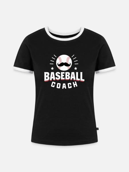 Baseball-Mustache-Coach - Frauen Kontrast-T-Shirt - Schwarz/Weiß