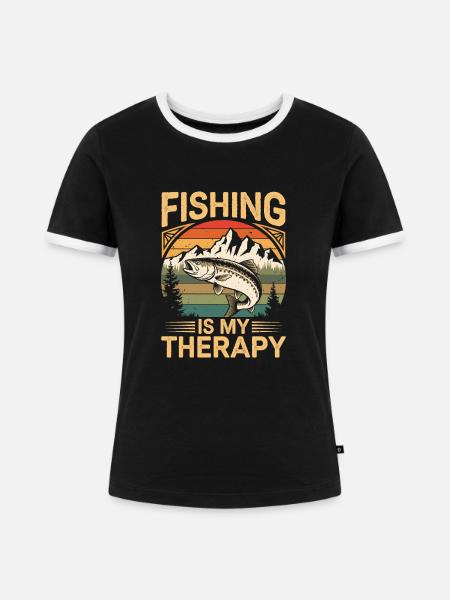 Angler Lustiger Spruch Angeln - Frauen Kontrast-T-Shirt - Schwarz/Weiß