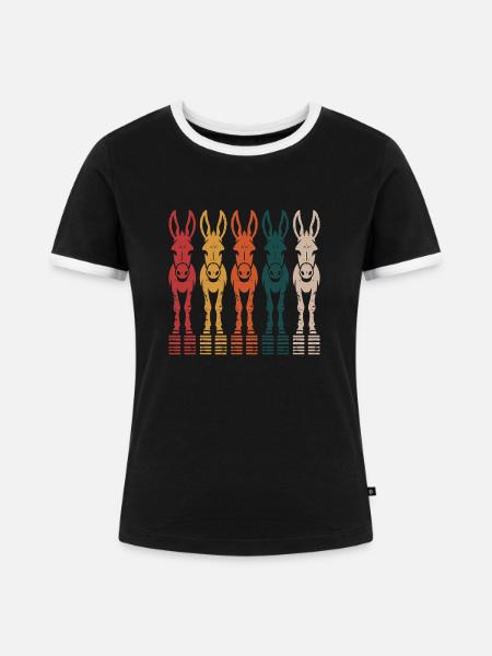 Esel - Frauen Kontrast-T-Shirt - Schwarz/Weiß